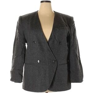 Rena Rowan Saville Blazer 18 Bust 48" Gray Jacket 100% Wool Academia Old Money